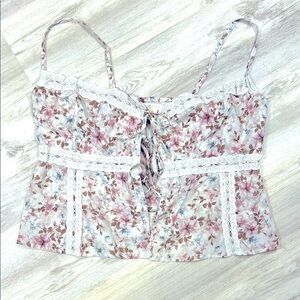 Torrid FESTI Cotton Voile Front Tie Camisole Blouse / Ellenia Floral Birch / M/L